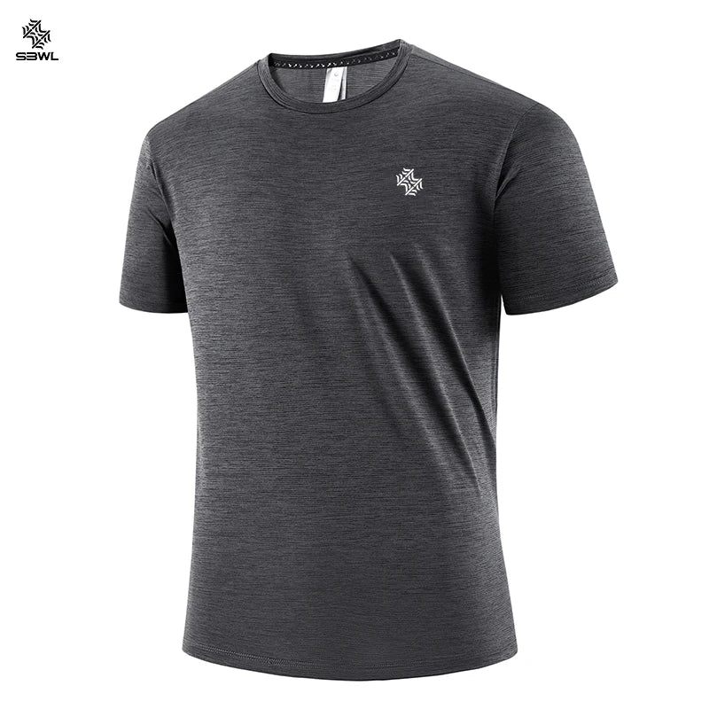 SBWL Fashion Football Style Men's Outdoor Running Fitness Loose Short Sleeve T-Shirt Breathable Quick Drying Casual Gym Tops