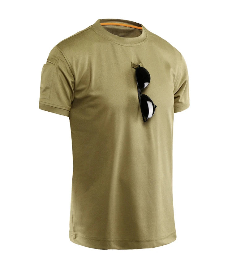 Men's Summer Fast Dry Pullerover O-Neck Tees Breathable Tactical Camping Trekking Hiking Climbing Quick Dry Sport T-Shirt