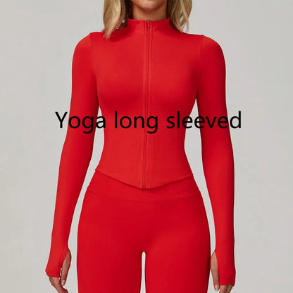 Zipper Long Sleeve Women Yoga T-shirts Fitness Jacket Solid Sports Top Running Shirts Sexy Quick Dry Gym Crop Tops Sport Wear