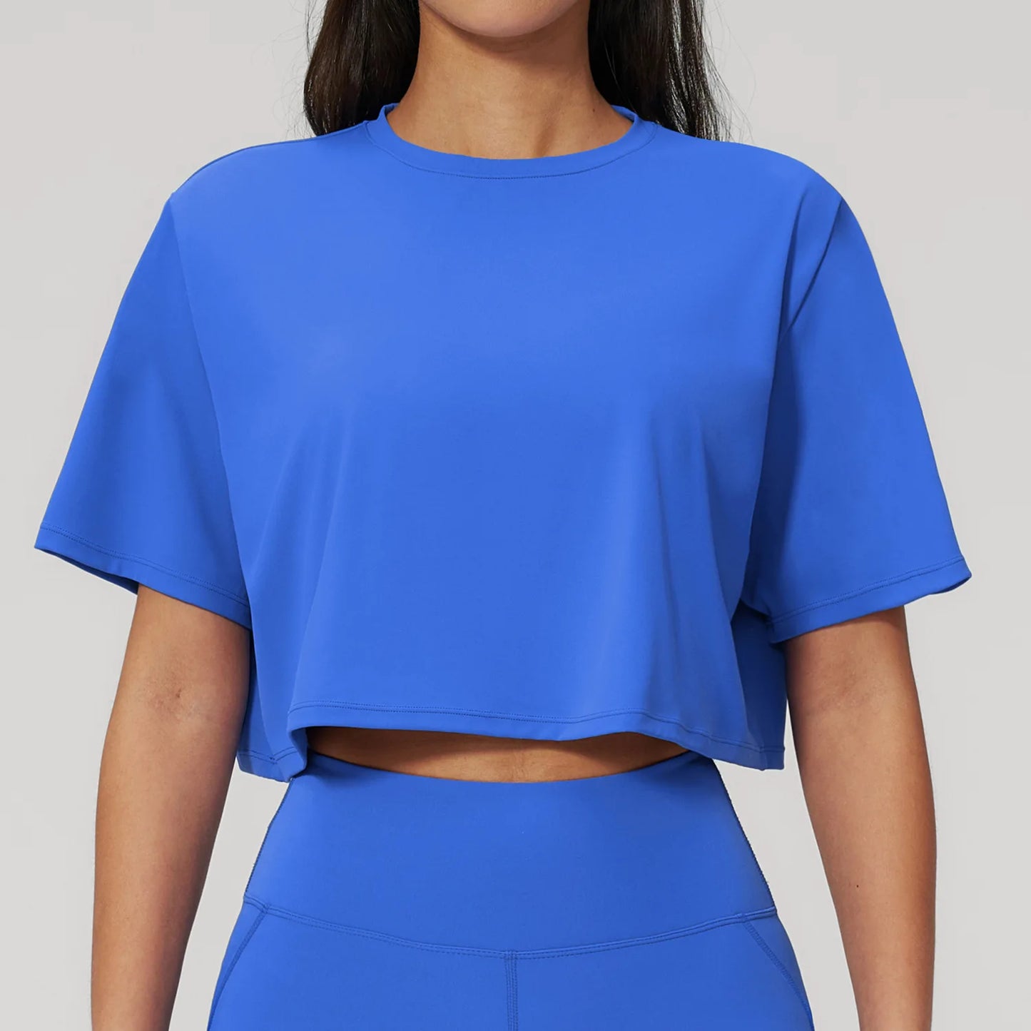 Summer Yoga Short Sleeved Sportswear Top With Exposed Navel Loose Round Neck Short T-shirt Running Gym Short Sleeved Yoga Top