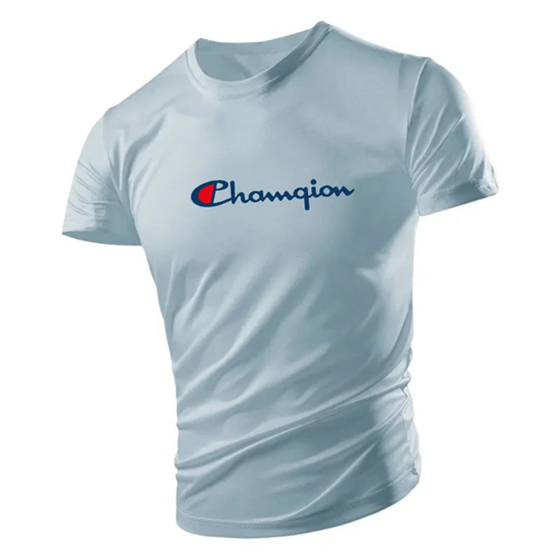 Summer Outdoor Fitness Sports Men's T Shirt Casual O-neck Short Sleeve Tops Fashion Hot Sale Sportswear Loose Breathable T-Shirt