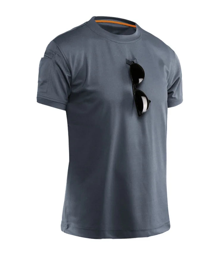 Men's Summer Fast Dry Pullerover O-Neck Tees Breathable Tactical Camping Trekking Hiking Climbing Quick Dry Sport T-Shirt