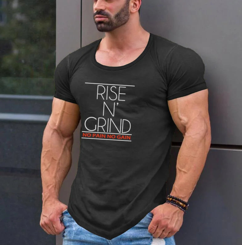 Summer Mens Slim Fit Casual Sport T-Shirts Cotton Absorb Sweat Short Sleeves Shirts Gym Fitness Bodybuilding Muscle Clothing