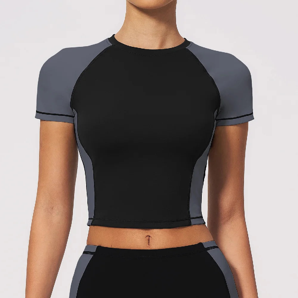 Summer Women's Breathable Yoga Shirts Fitness Sports T-Shirts Short Sleeve Gym Workout Top Female Yoga Shirts Running Sport Top