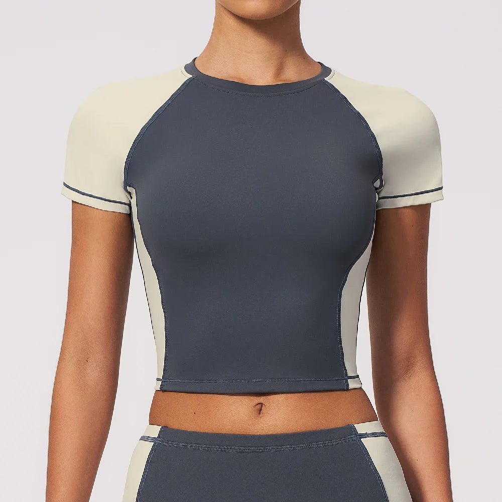 Summer Women's Breathable Yoga Shirts Fitness Sports T-Shirts Short Sleeve Gym Workout Top Female Yoga Shirts Running Sport Top