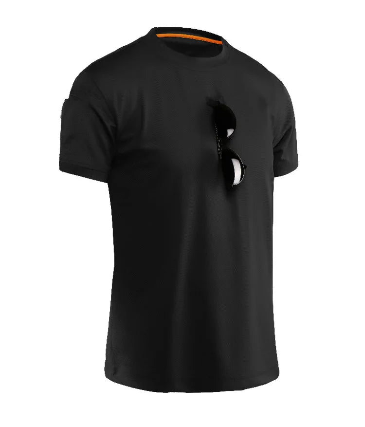 Men's Summer Fast Dry Pullerover O-Neck Tees Breathable Tactical Camping Trekking Hiking Climbing Quick Dry Sport T-Shirt