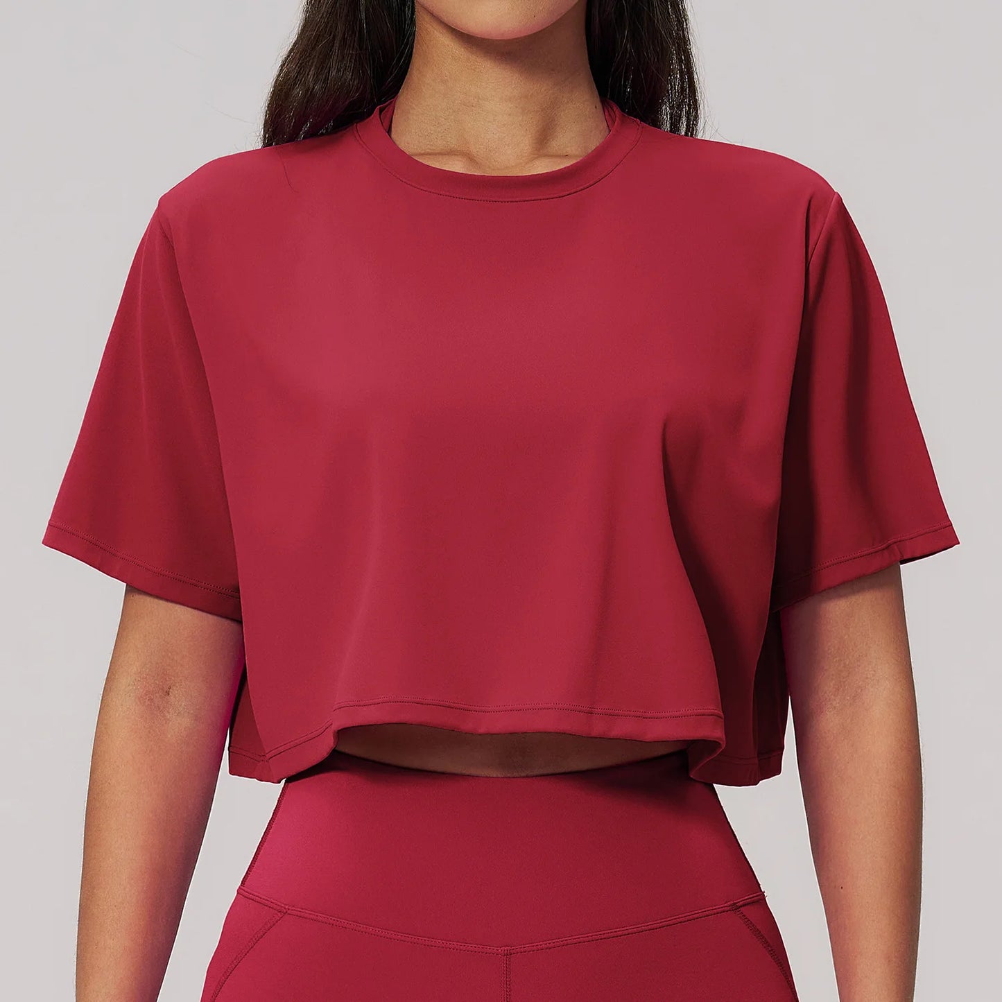 Summer Yoga Short Sleeved Sportswear Top With Exposed Navel Loose Round Neck Short T-shirt Running Gym Short Sleeved Yoga Top