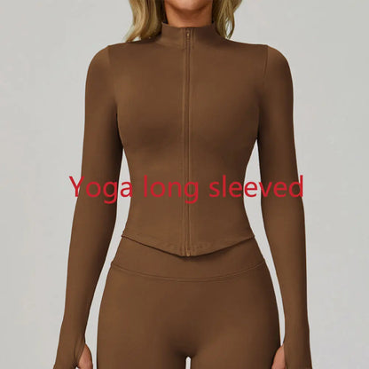 Zipper Long Sleeve Women Yoga T-shirts Fitness Jacket Solid Sports Top Running Shirts Sexy Quick Dry Gym Crop Tops Sport Wear