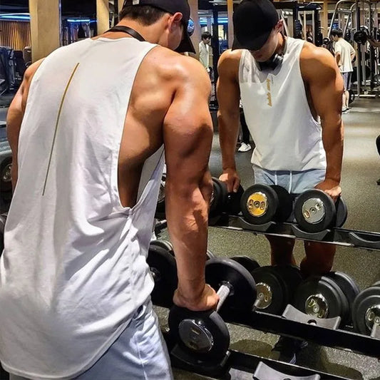 Men's Sleeveless Tank Top Summer Loose Quick Dry Breathable Gym Workout Vest Men Trend Streetwear Casual Sports Vest