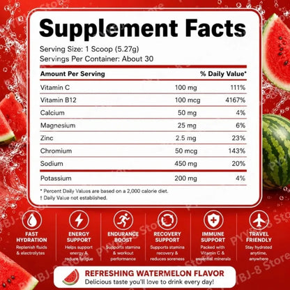 Electrolyte Drink Powder 158g 30 Serving with Sodium Potassium,Magnesium Calcium Support Exercise Recovery Energy Enhancement
