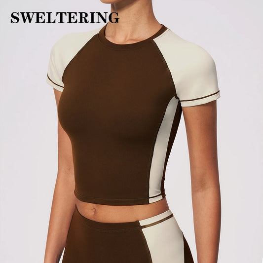Summer Women's Breathable Yoga Shirts Fitness Sports T-Shirts Short Sleeve Gym Workout Top Female Yoga Shirts Running Sport Top
