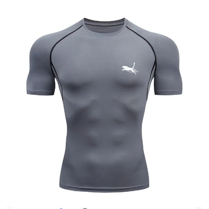 Men's Flight Print Quick Dry Compression Elastic T-Shirt Gym Running Training Slim Fit Athletic Sportswear Workout Top for Gyms