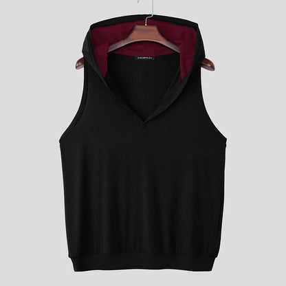 INCERUN Men's Tank Tops Patchwork Sleeveless Hooded Casual Male Vests Summer Streetwear Loose 2026 Casual Men Clothes Tops S-3XL