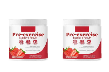 Docteat Pre Workout Powder Strawberry, Energy & Focus Support, Beta-Alanine, L-Citrulline, Rhodiola, 300g, 30 Servings Drink Mix