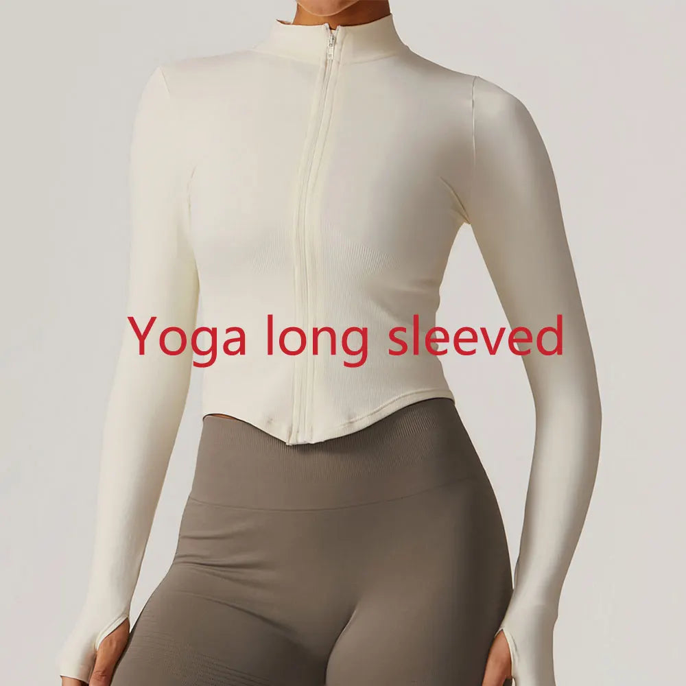 Zipper Long Sleeve Women Yoga T-shirts Fitness Jacket Solid Sports Top Running Shirts Sexy Quick Dry Gym Crop Tops Sport Wear
