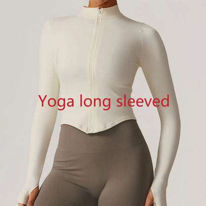 Zipper Long Sleeve Women Yoga T-shirts Fitness Jacket Solid Sports Top Running Shirts Sexy Quick Dry Gym Crop Tops Sport Wear