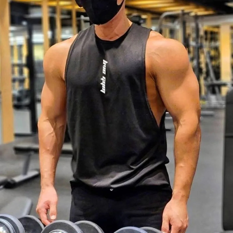 Men's Sleeveless Tank Top Summer Loose Quick Dry Breathable Gym Workout Vest Men Trend Streetwear Casual Sports Vest