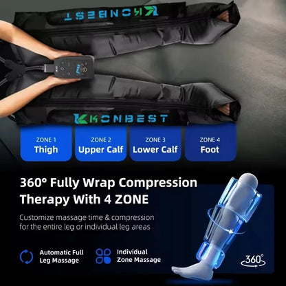 Air Leg Massager Compression Boots Air Pressure Pressotherapy Foot Calf Therapy Device 4 Chamber Fast Recovery Massage Machine