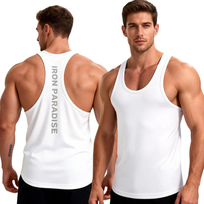 Men Oversized Y-Back Tank Top Quick Dry Gym Workout Bodybuilding Sleeveless Shirt