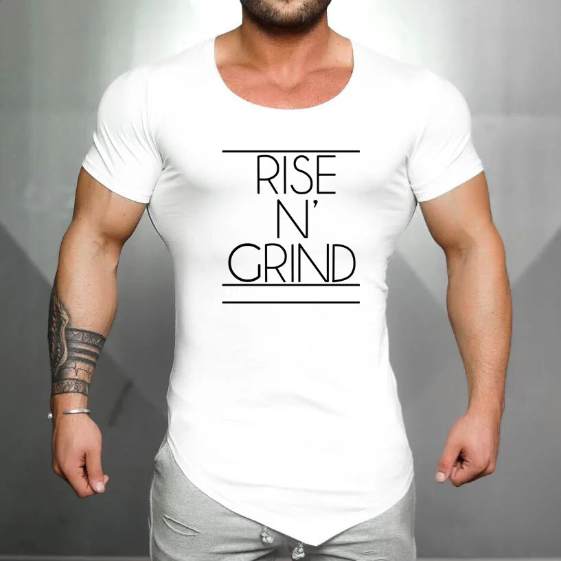 Summer Mens Slim Fit Casual Sport T-Shirts Cotton Absorb Sweat Short Sleeves Shirts Gym Fitness Bodybuilding Muscle Clothing