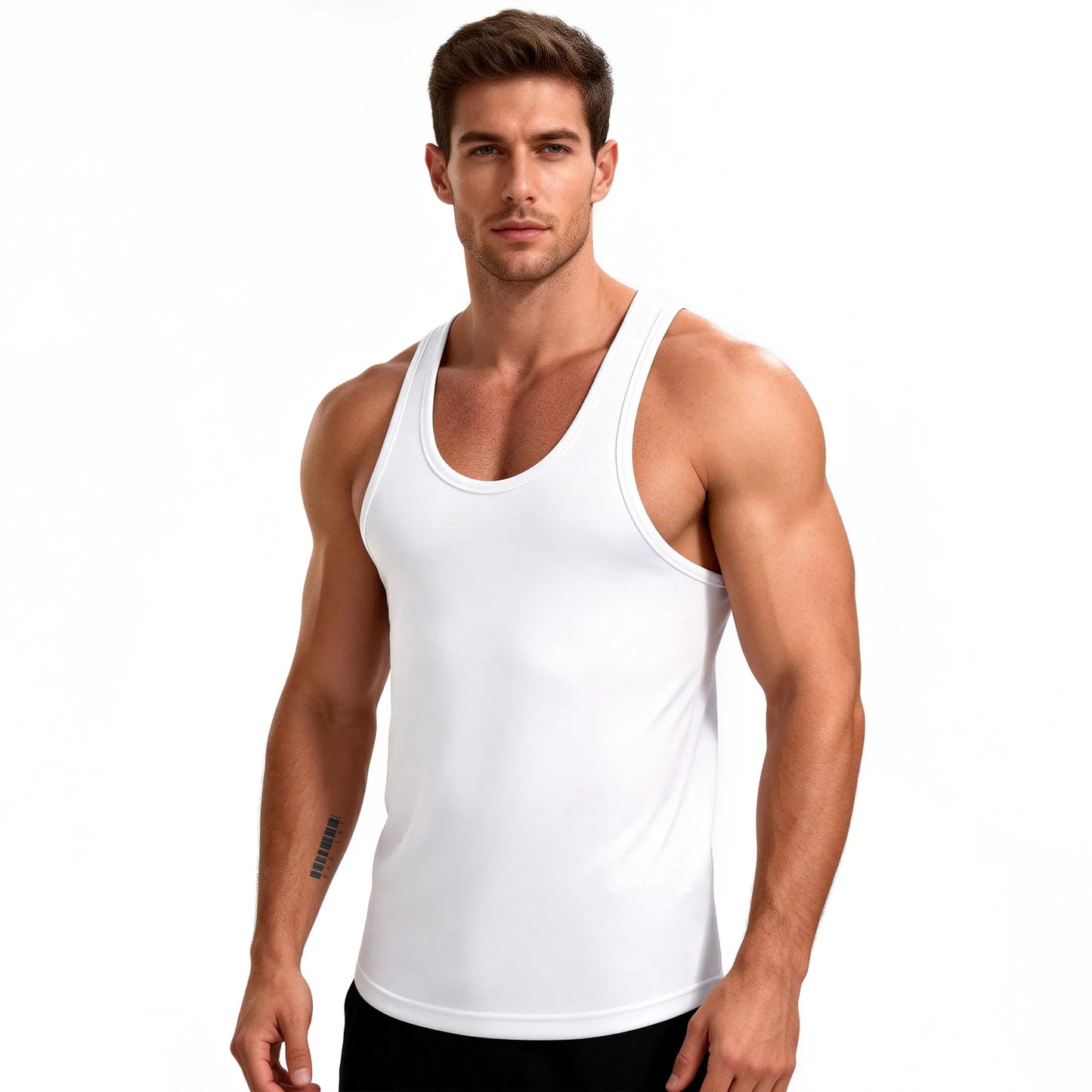 Men Oversized Y-Back Tank Top Quick Dry Gym Workout Bodybuilding Sleeveless Shirt
