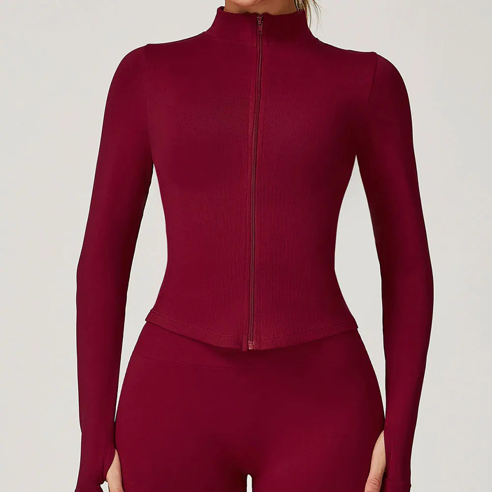 Zipper Long Sleeve Women Yoga T-shirts Fitness Jacket Solid Sports Top Running Shirts Sexy Quick Dry Gym Crop Tops Sport Wear