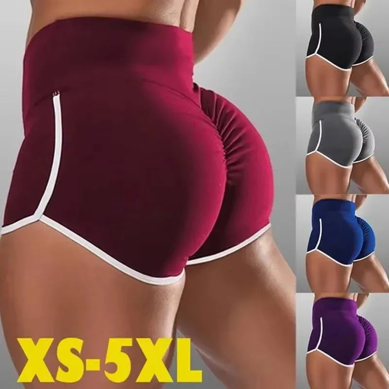 S-5XL Women Summer Sports Casual Slim Fit High Waisted Shorts Elastic Short Pants Ladies Fashion Running Yoga Shorts