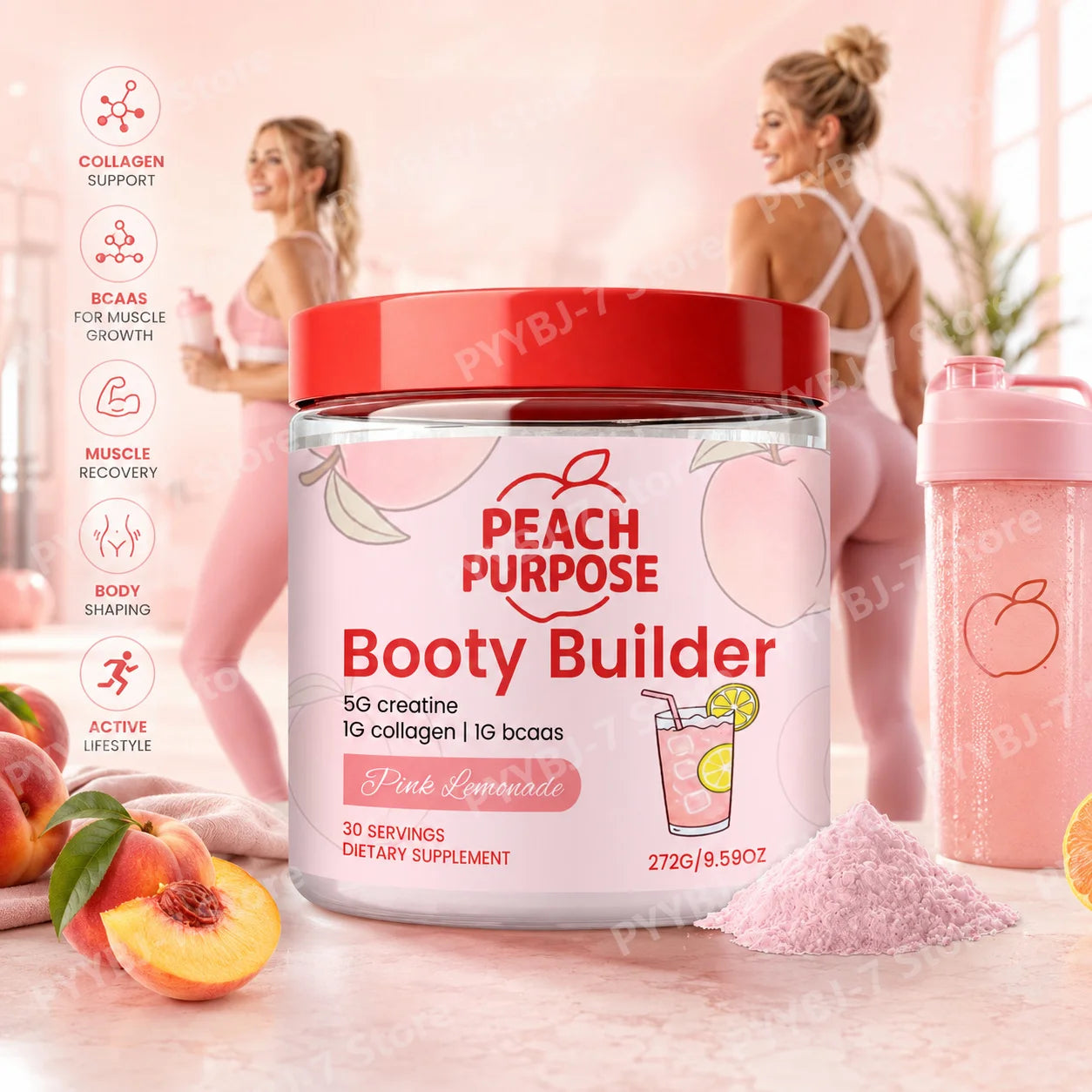 Women’s Collagen Protein Powder with BCAA Creatine Workout RecoveryDrinkforMuscle Tone Skin Support Fitness Nutrition Supplement