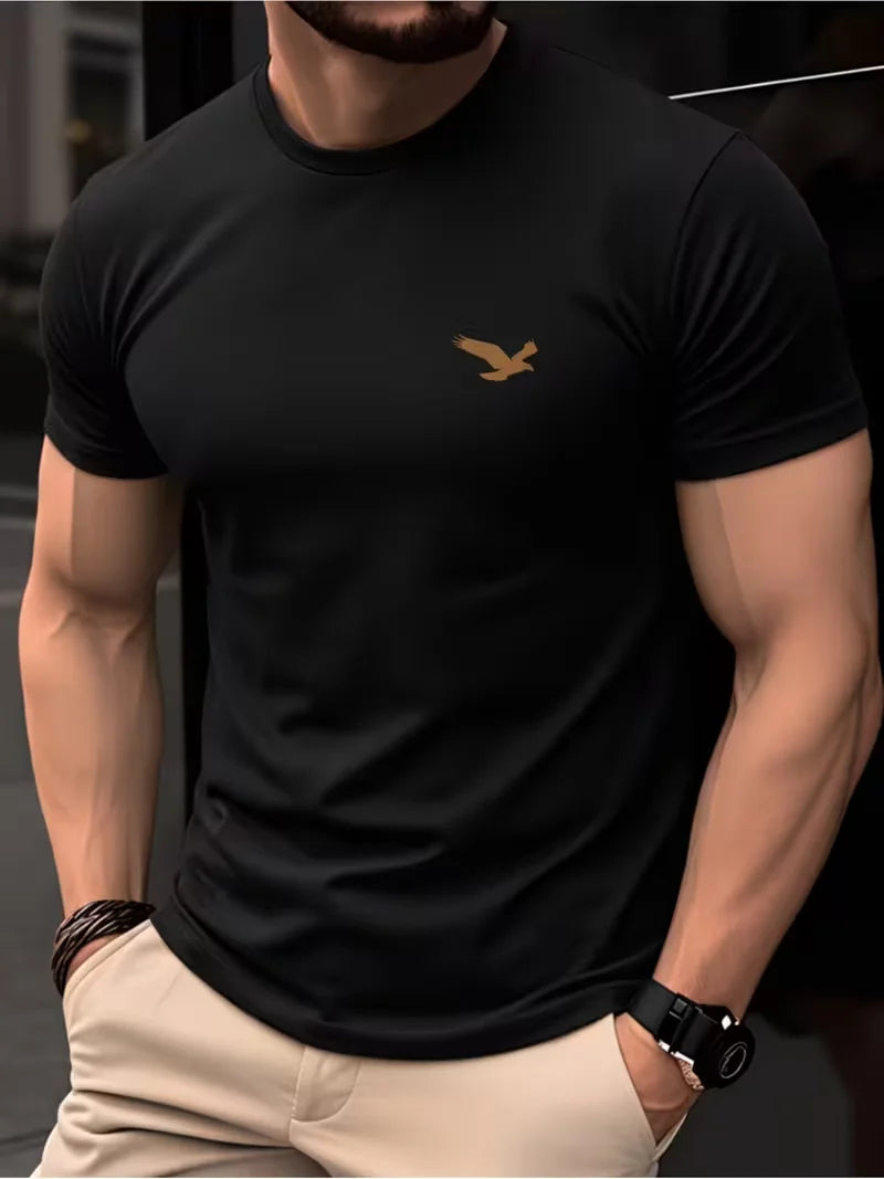 Spring-Summer Luxury Men's Print T-shirt Crewneck Casual Trend Y2K High-end High Quality Fitness Sports T-shirt Wear for Son