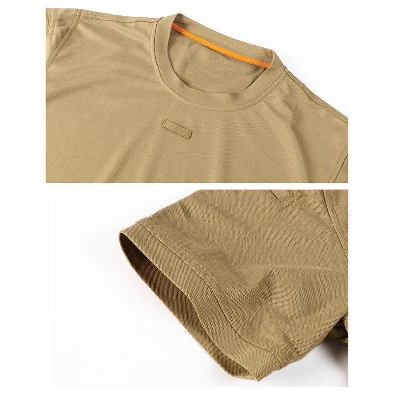Men's Summer Fast Dry Pullerover O-Neck Tees Breathable Tactical Camping Trekking Hiking Climbing Quick Dry Sport T-Shirt