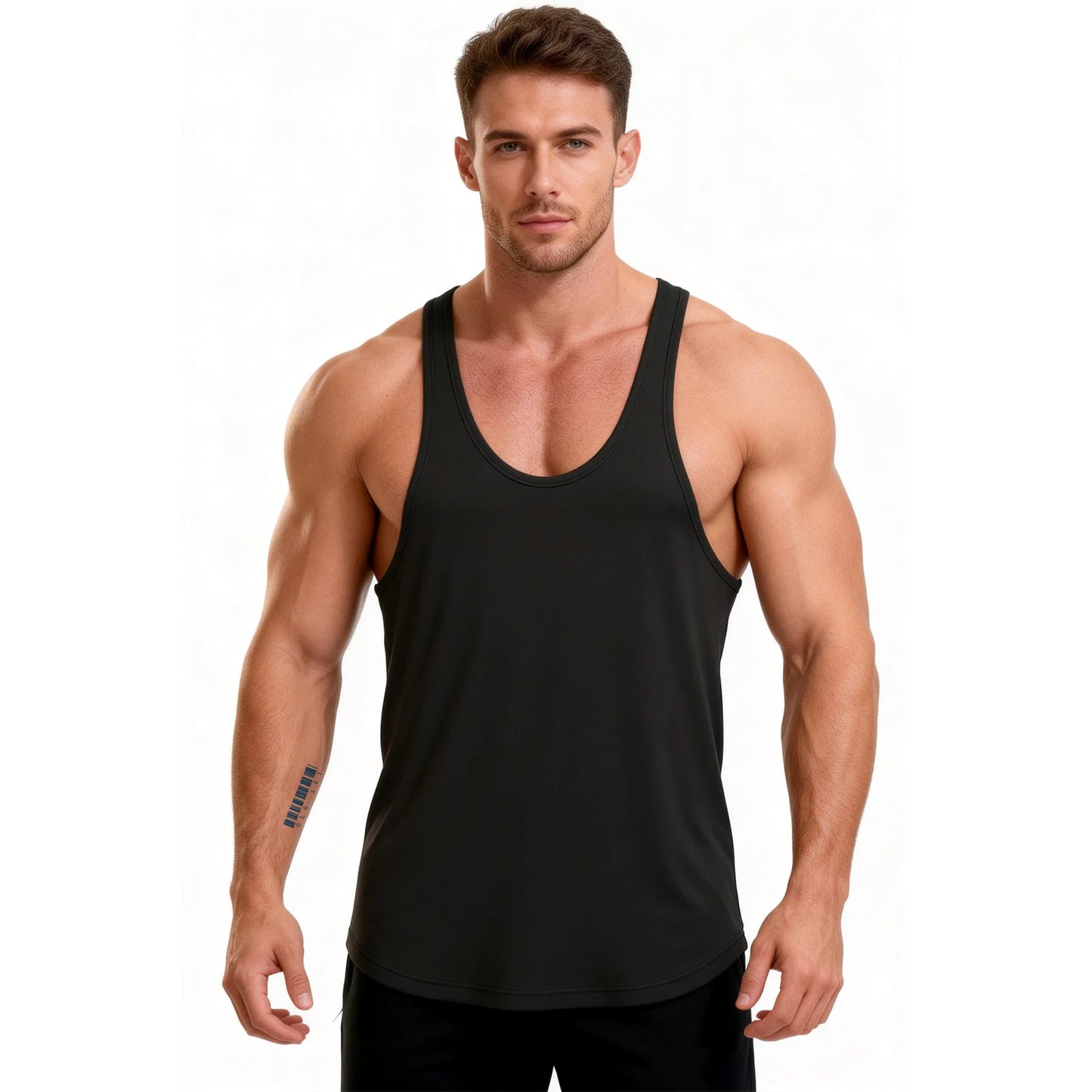 Men Oversized Y-Back Tank Top Quick Dry Gym Workout Bodybuilding Sleeveless Shirt