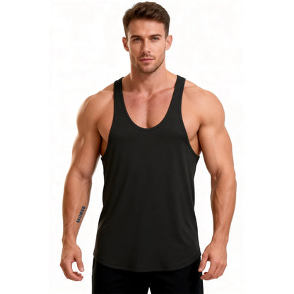 Men Oversized Y-Back Tank Top Quick Dry Gym Workout Bodybuilding Sleeveless Shirt