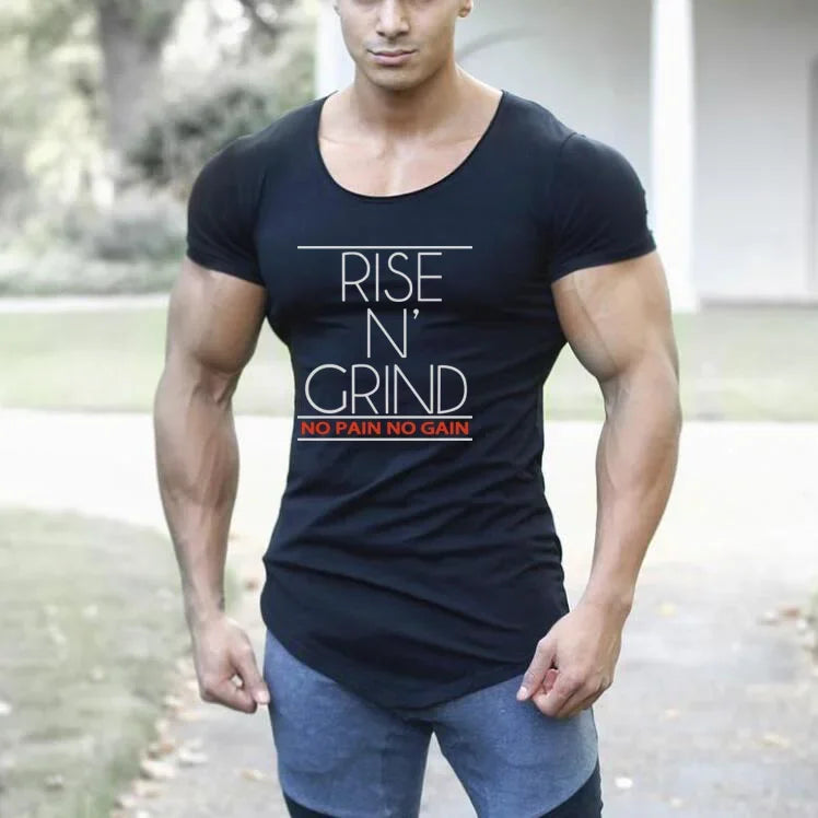Summer Mens Slim Fit Casual Sport T-Shirts Cotton Absorb Sweat Short Sleeves Shirts Gym Fitness Bodybuilding Muscle Clothing