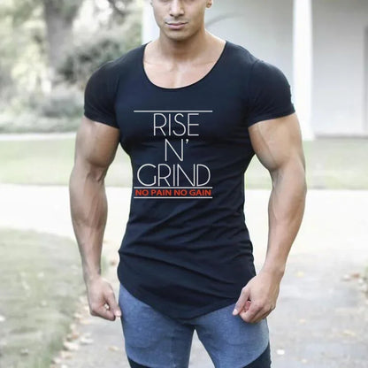 Summer Mens Slim Fit Casual Sport T-Shirts Cotton Absorb Sweat Short Sleeves Shirts Gym Fitness Bodybuilding Muscle Clothing