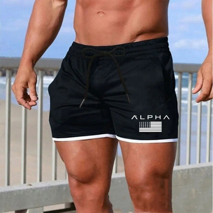 Men's ALPHA Printed Shorts, Suitable for Fitness and Running, Quick-dry and Breathable, Three-quarter Length
