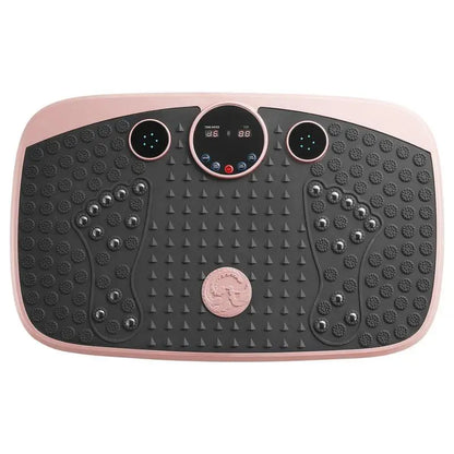 Vibration Plate Exercise Machine, Whole Body Shaker with Magnetic Acupoints for Lymphatic Drainage and Weight Loss, Home Workout Gym Fitness Equipment with 2 Resistance Bands for Women Men, Pink