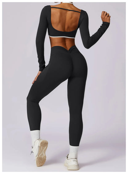 Women's Long Sleeve Top Hollowing Out Yoga Shirts Running T-Shirt Workout Running Fitness Gym Sports Top Training Crop Top