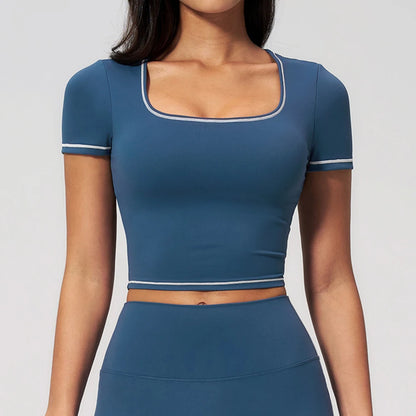 Women Clothes Yoga Top Sport T Shirts Fitness Clothes Workout Short Sleeve Yoga Shirt Gym Top Running Active Wear Sport Crop Top