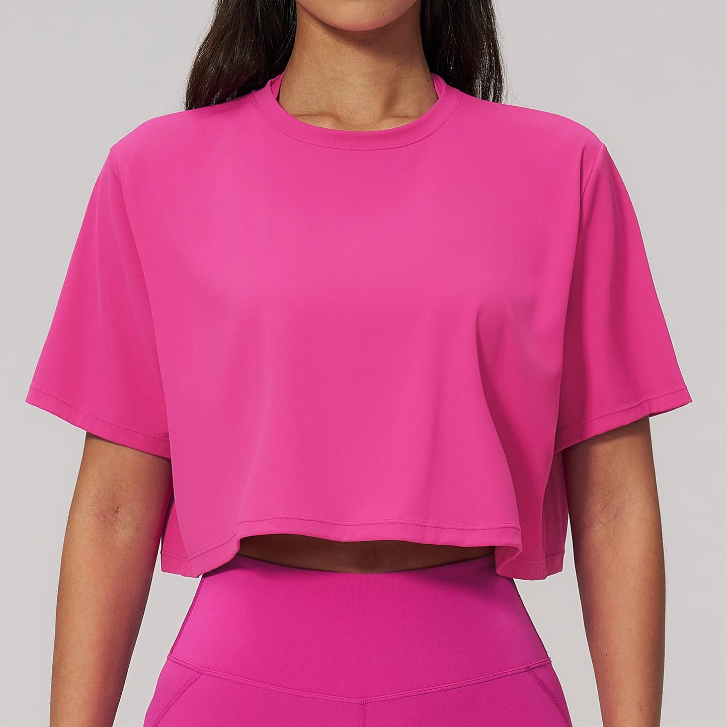 Summer Yoga Short Sleeved Sportswear Top With Exposed Navel Loose Round Neck Short T-shirt Running Gym Short Sleeved Yoga Top