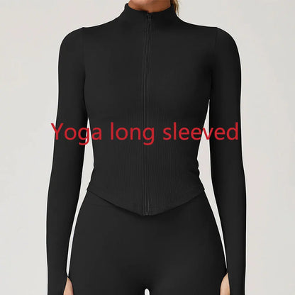 Zipper Long Sleeve Women Yoga T-shirts Fitness Jacket Solid Sports Top Running Shirts Sexy Quick Dry Gym Crop Tops Sport Wear