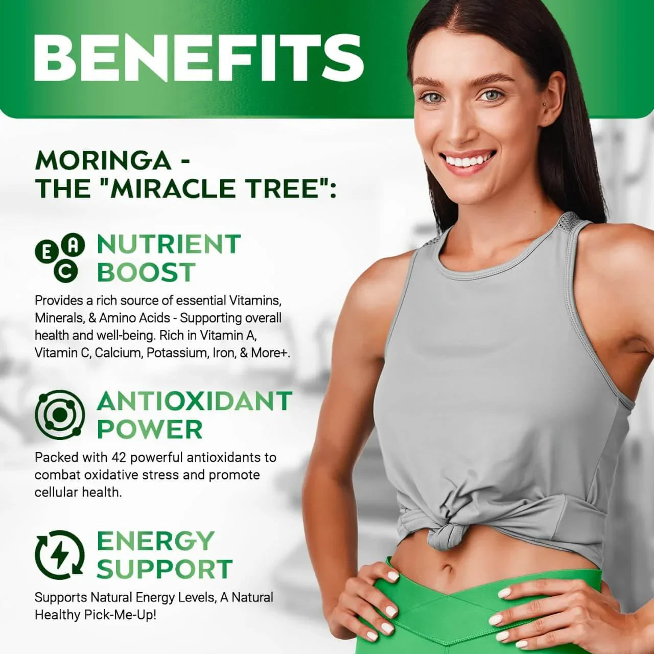 Moringa Capsules - Pure Moringa Powder, Energy, Skin, Immune & Gut Health, Rich in Antioxidant, Essential Vitamins & Amino Acids