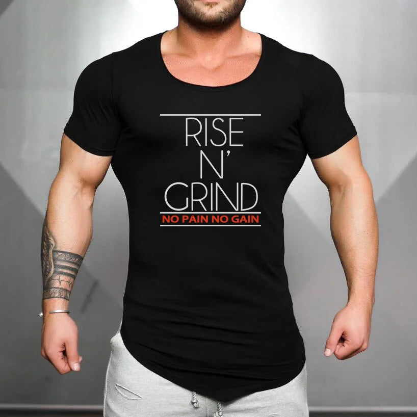 Summer Mens Slim Fit Casual Sport T-Shirts Cotton Absorb Sweat Short Sleeves Shirts Gym Fitness Bodybuilding Muscle Clothing