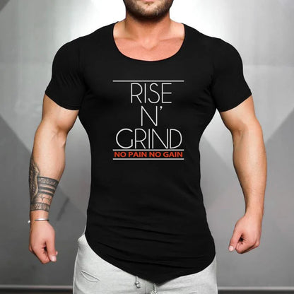 Summer Mens Slim Fit Casual Sport T-Shirts Cotton Absorb Sweat Short Sleeves Shirts Gym Fitness Bodybuilding Muscle Clothing
