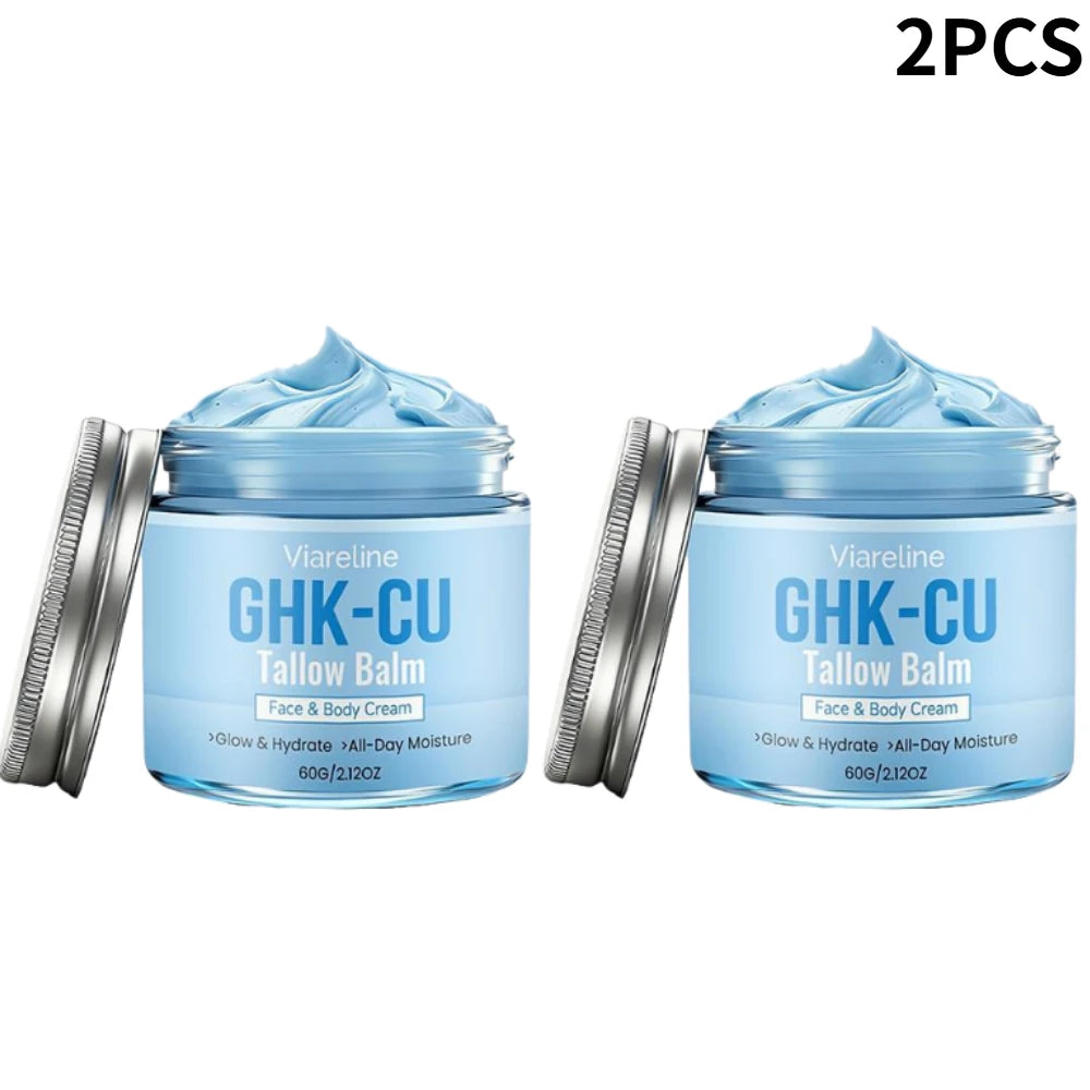 GHK-CU Copper Peptide Tallow Balm for Face & Body Moisturizer, Manuka Honey Blue Balm Cream, for Mature, Dry & Sensitive Skin