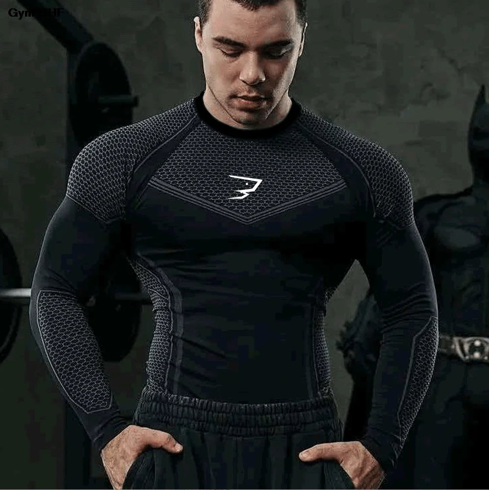 2026 New Running T-shirts Men Compression Long Sleeve Sports Shirts Trainning & Exercise Gym Fitness Quick Drying Sportswear