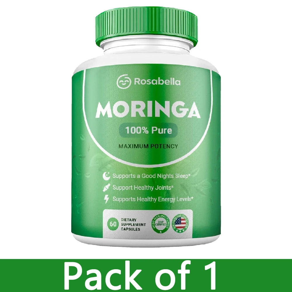 Moringa Capsules - Pure Moringa Powder, Energy, Skin, Immune & Gut Health, Rich in Antioxidant, Essential Vitamins & Amino Acids