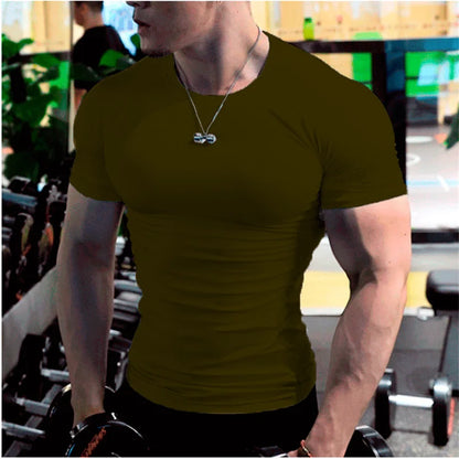 Men Compression Fitness Shirts Short Sleeve Bodybuilding T-Shirts Quick Dry Training Gym T Shirt Sport Running Shirt Soccer Top