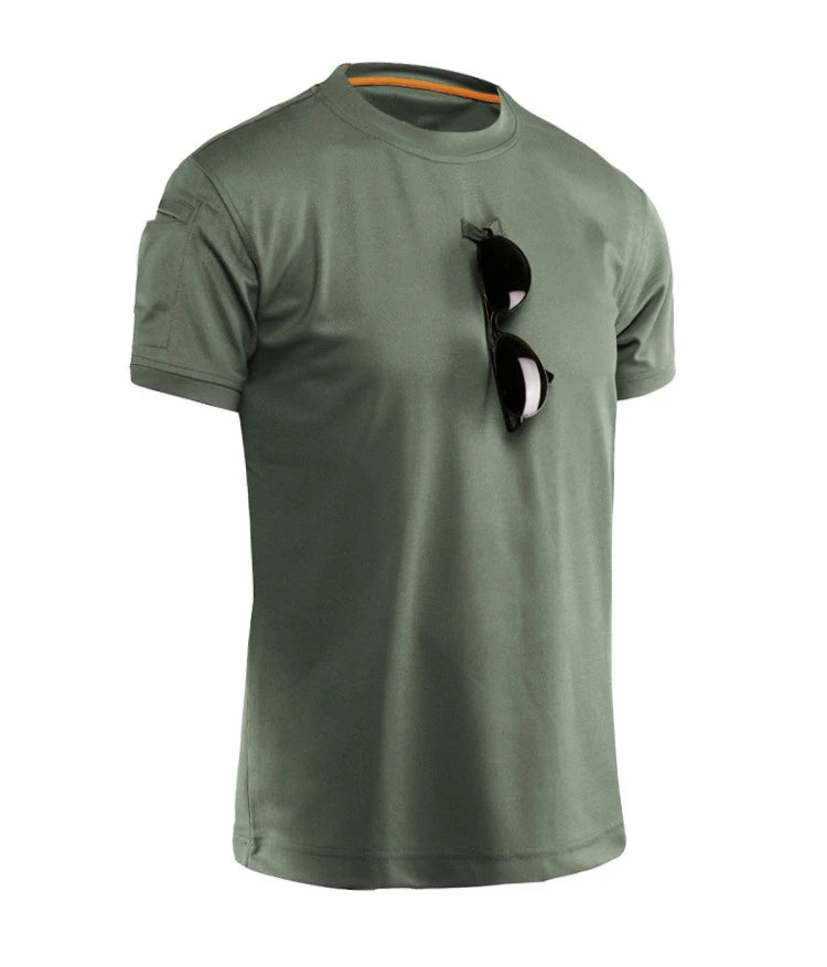 Men's Summer Fast Dry Pullerover O-Neck Tees Breathable Tactical Camping Trekking Hiking Climbing Quick Dry Sport T-Shirt