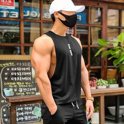 Men's Sleeveless Tank Top Summer Loose Quick Dry Breathable Gym Workout Vest Men Trend Streetwear Casual Sports Vest