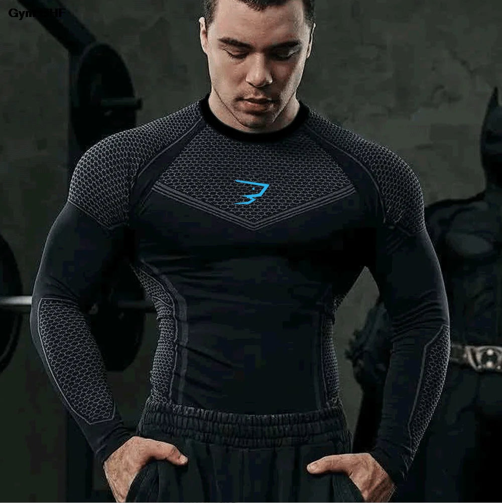 2026 New Running T-shirts Men Compression Long Sleeve Sports Shirts Trainning & Exercise Gym Fitness Quick Drying Sportswear